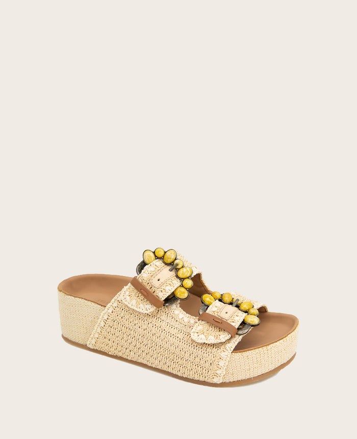 GENTLE SOULS - Kendall Raffia Wrap Buckle Wedge