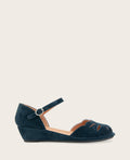 GENTLE SOULS - Lily Moon Suede Ankle Strap Mini Wedge Sandal