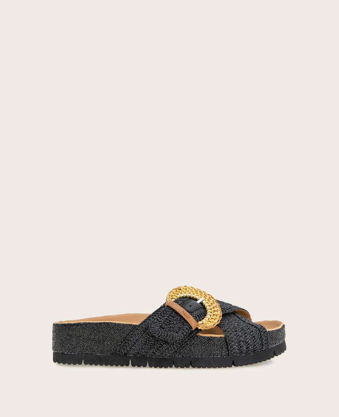 GENTLE SOULS - Louisa X Band Raffia Platform Slip On