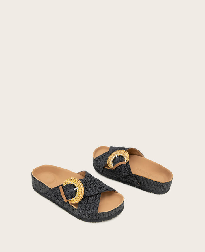 GENTLE SOULS - Louisa X Band Raffia Platform Slip On