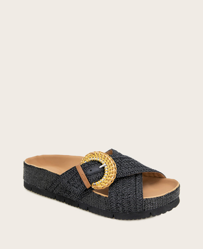 GENTLE SOULS - Louisa X Band Raffia Platform Slip On