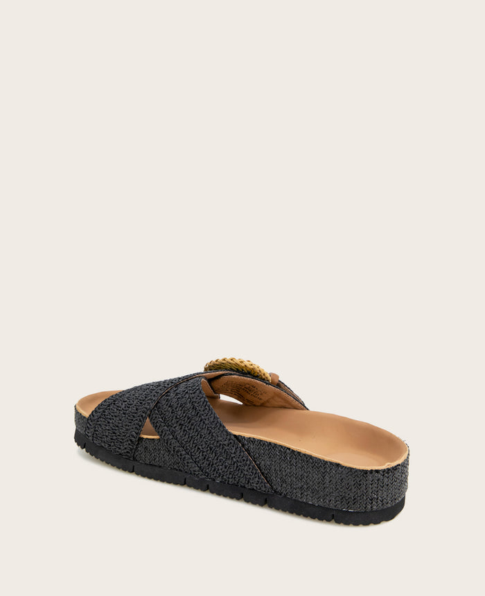 GENTLE SOULS - Louisa X Band Raffia Platform Slip On