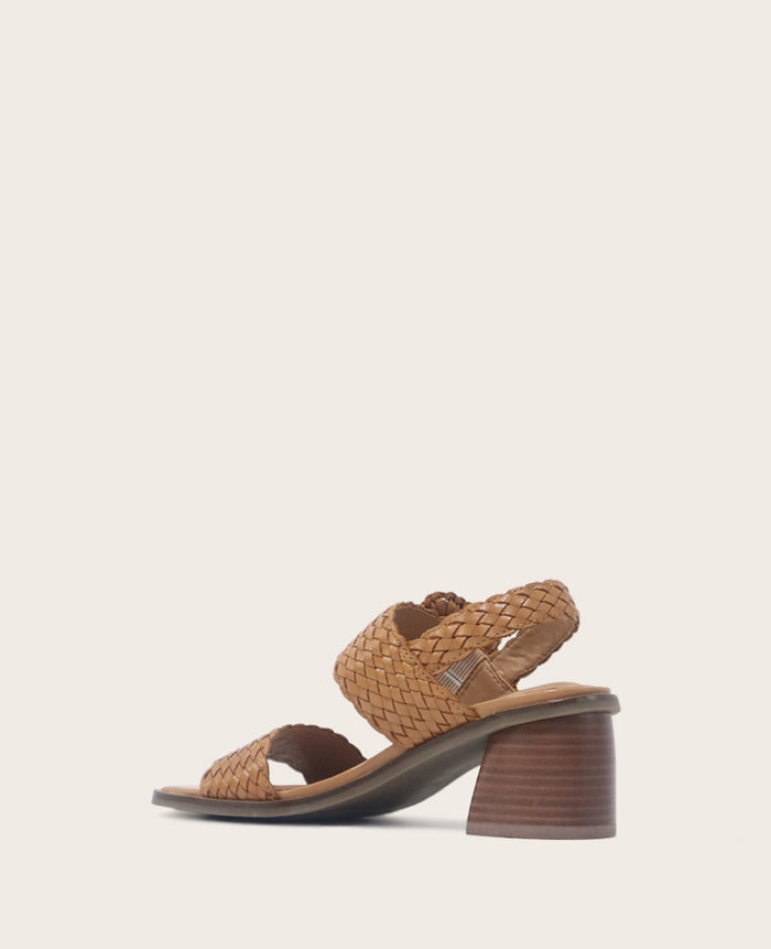 GENTLE SOULS - Madylyn Woven Leather Heel Sandal