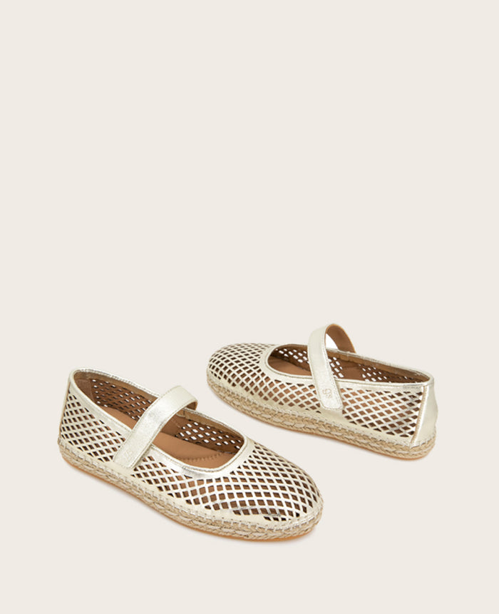 GENTLE SOULS - Sienna Metallic Fish Net Mary Jane Espadrille