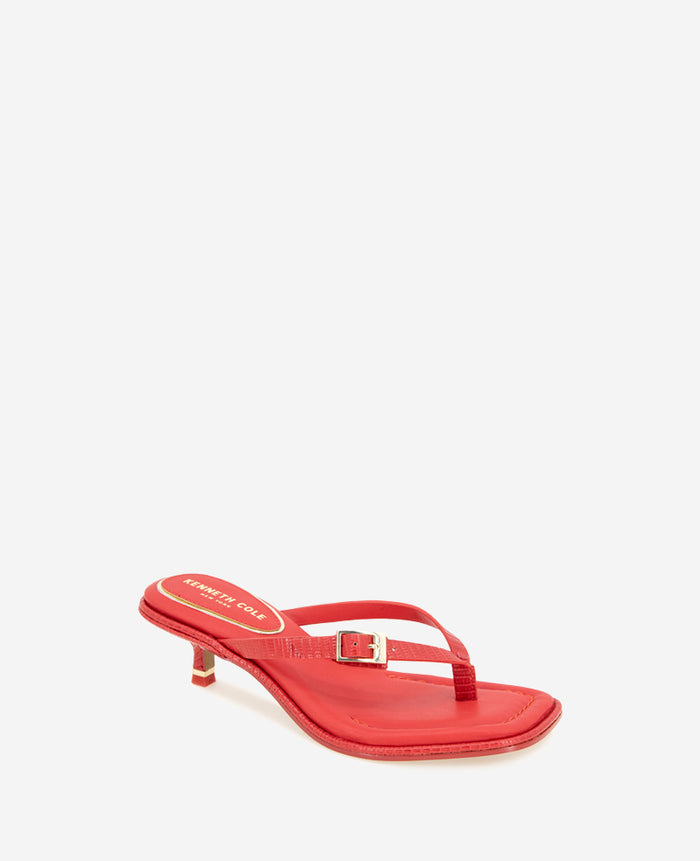 Gillie Embossed Lizard Kitten Heel Buckle Sandal