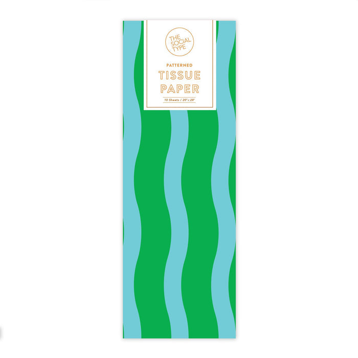 Green Aqua Stripe Tissue Paper
