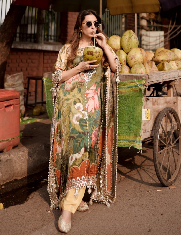 Street Side Nariyal Green Moroccan Silk Kaftan