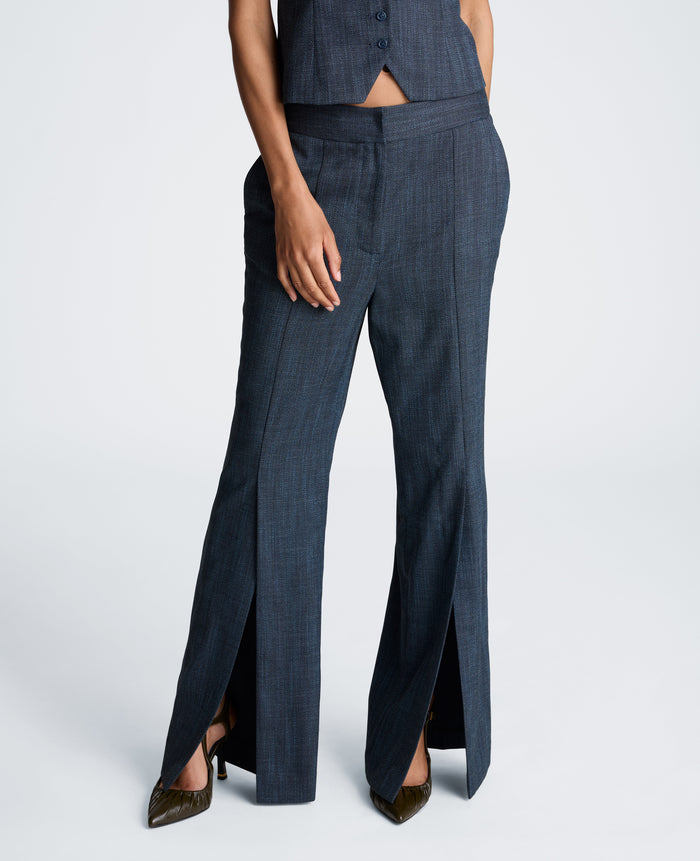 High Rise Fly Front Flare Pant with Slit