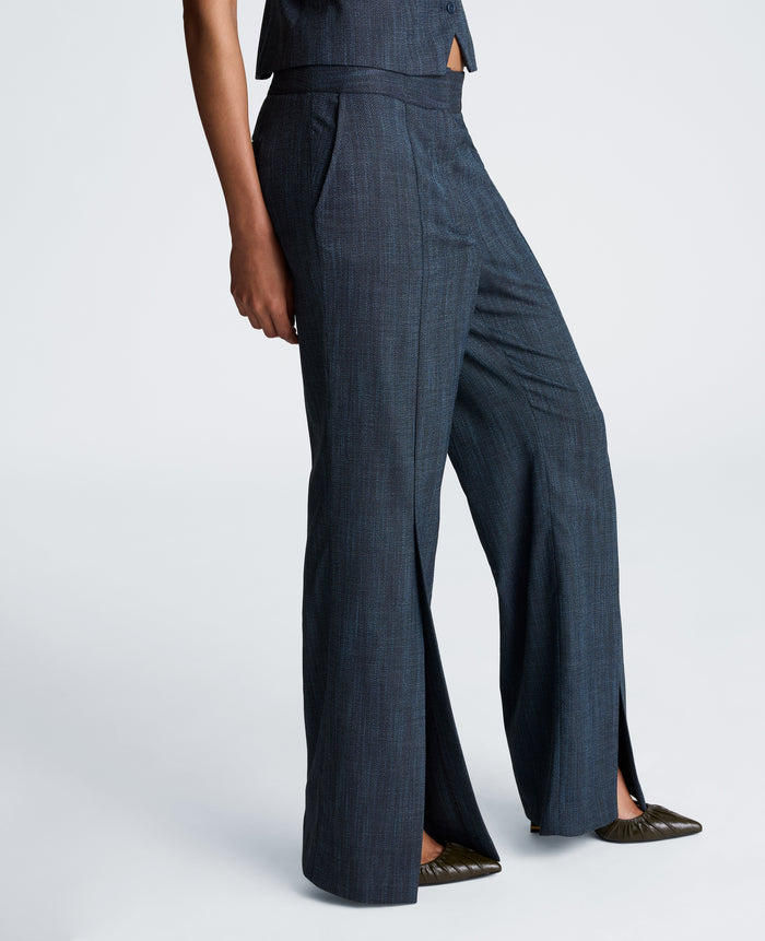 High Rise Fly Front Flare Pant with Slit