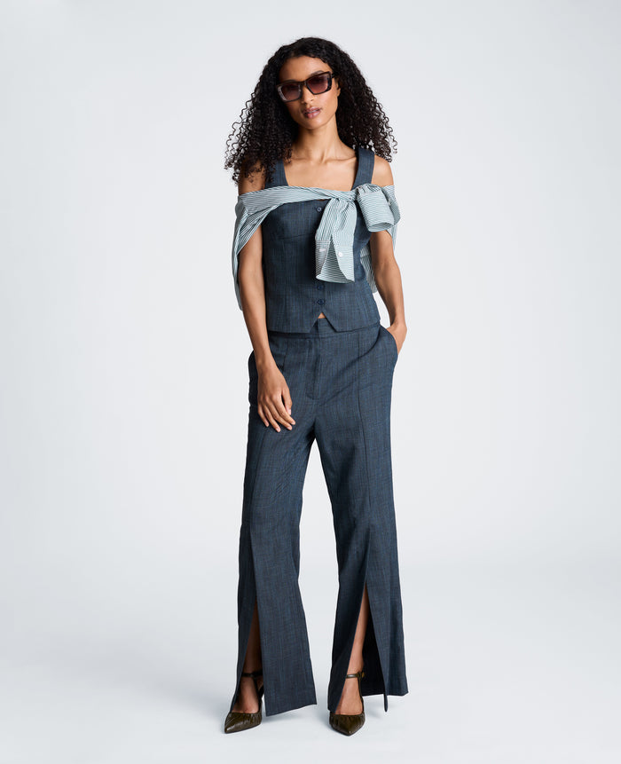 High Rise Fly Front Flare Pant with Slit
