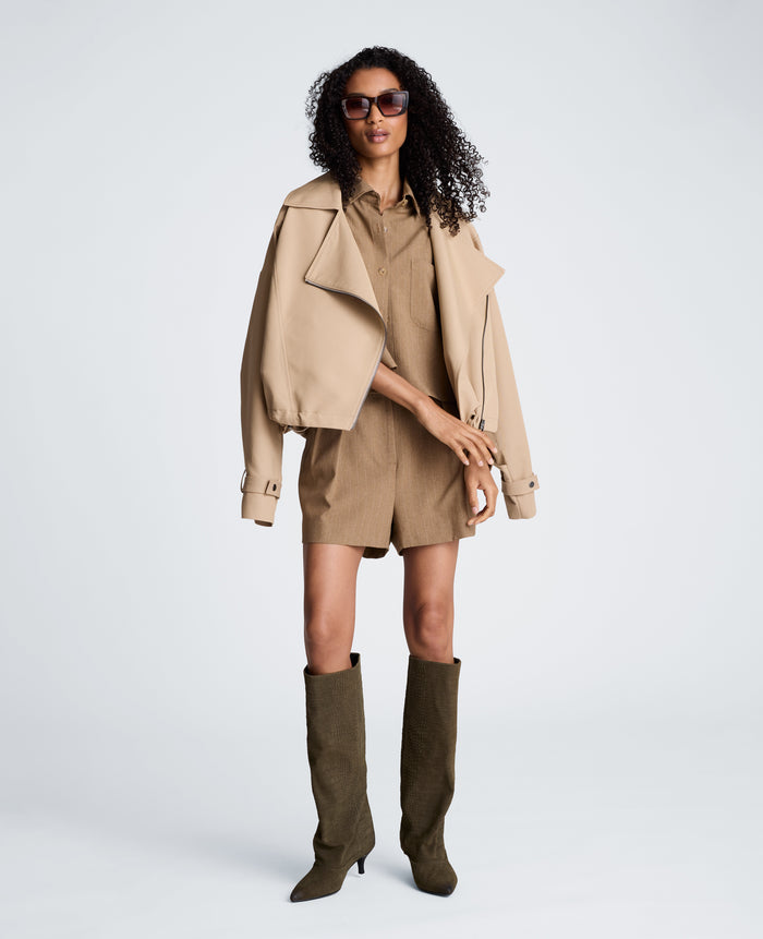 High Rise Fly Front Pleated Short
