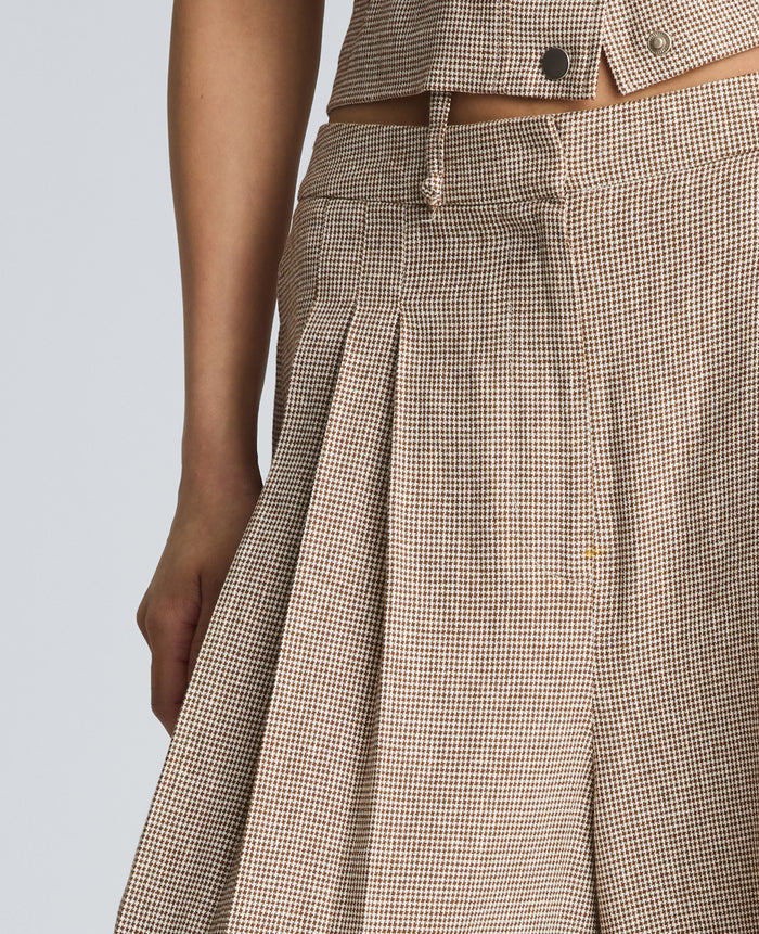 High Rise Fly Front Wide Leg Triple Pleat Pant