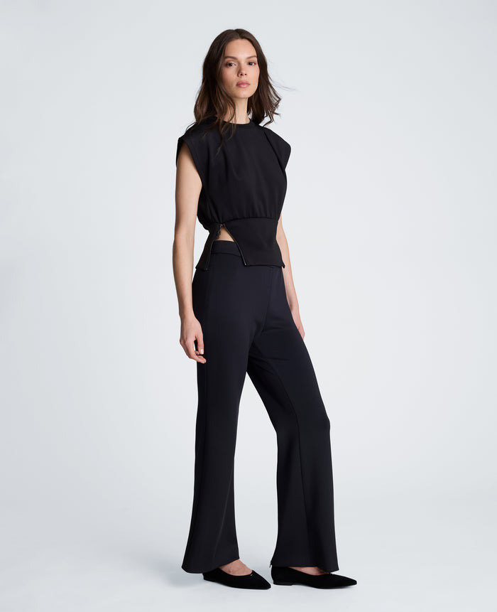 High Rise Pull On Flare Zip Back Pant