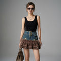 Jupe courte taille haute en denim pour femme - Koreanxwear - Taille S