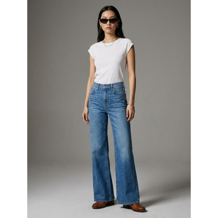 Jean flare taille haute stretch femme - Mode Coréenne - Taille 25