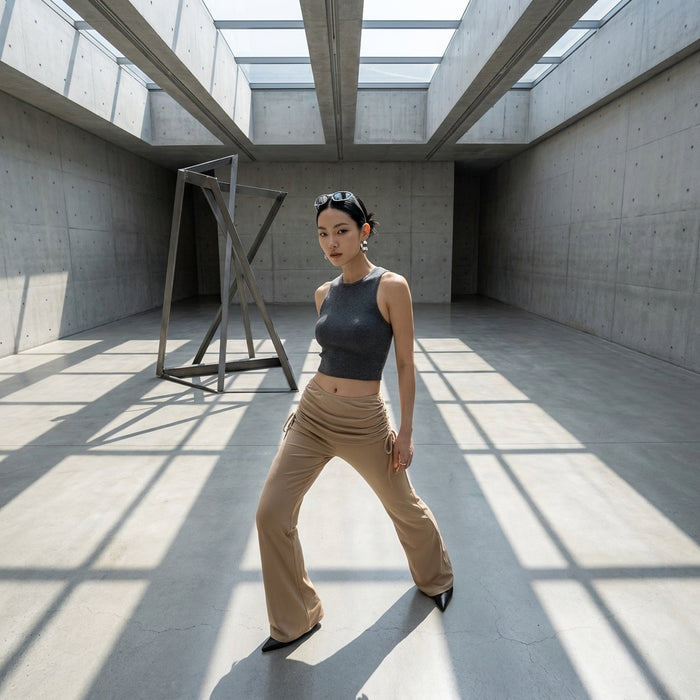 Pantalon droit taille haute décontracté femme - Koreanxwear