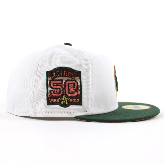 Houston Astros 50Th Anniversary 1962-2012 New Era 59Fifty Fitted Hat (WHITE MOUNTAIN PINE GREEN BLUSH SKY Under Brim)