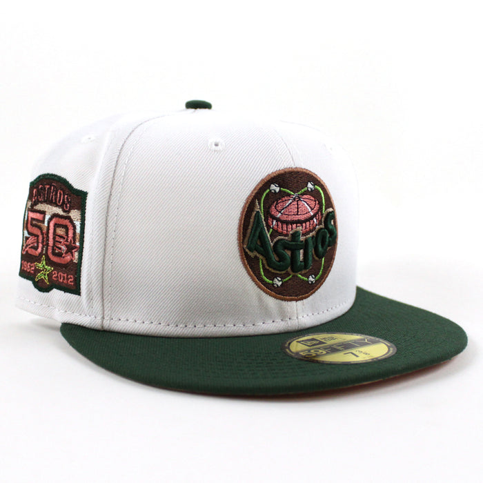 Houston Astros 50Th Anniversary 1962-2012 New Era 59Fifty Fitted Hat (WHITE MOUNTAIN PINE GREEN BLUSH SKY Under Brim)
