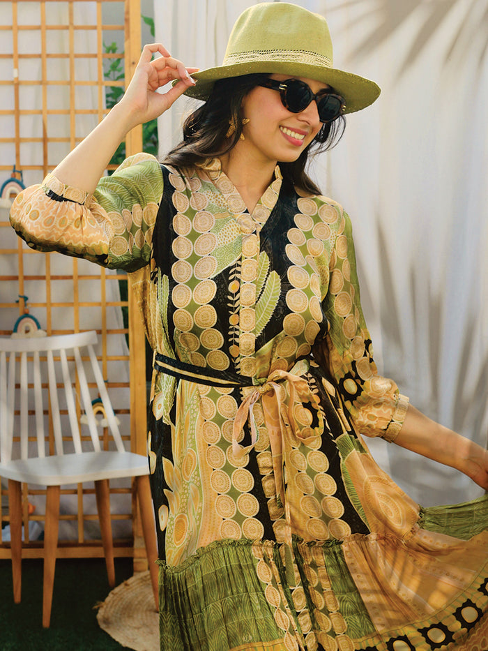 Hyde Park Green Long Layered Dress
