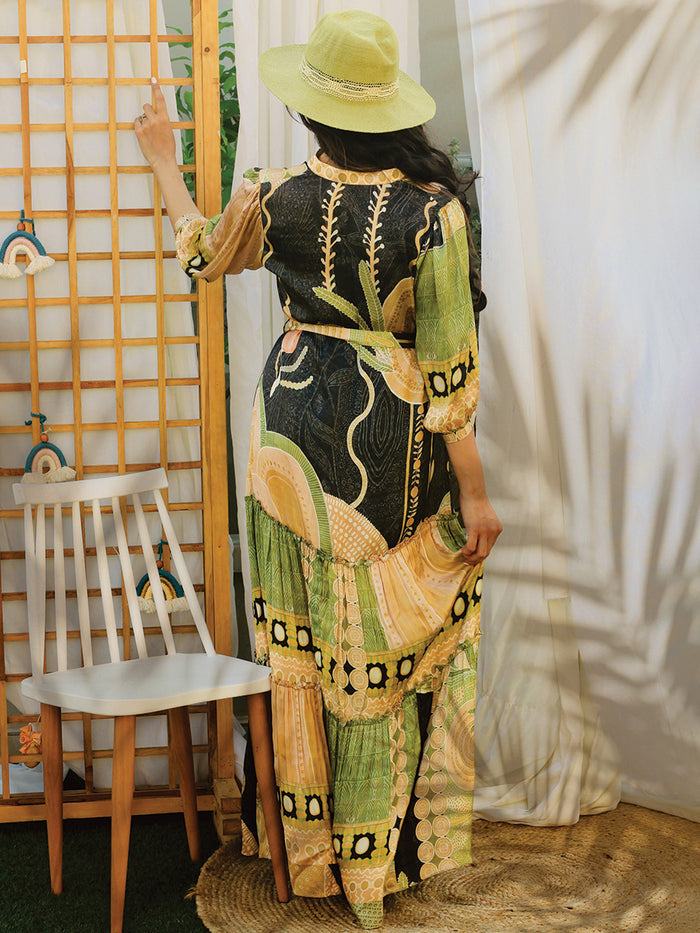 Hyde Park Green Long Layered Dress
