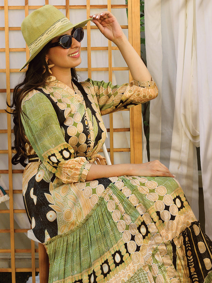 Hyde Park Green Long Layered Dress