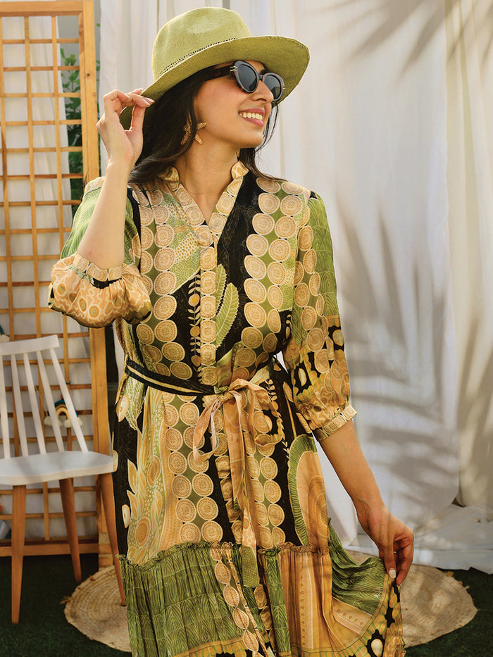 Hyde Park Green Long Layered Dress
