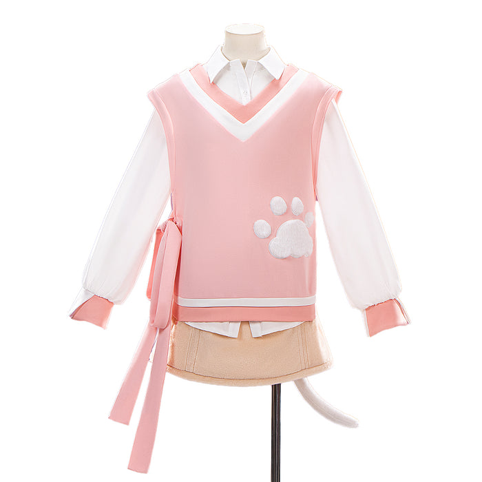 【In Stock】DokiDoki-R Game Cosplay Costume Daily Casual Wear Female Cute White Kitty