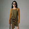 Pull tricoté à col rond et manches longues avec pompons colorés - Koreanxwear - Taille S