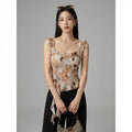 Top camisole à volants irréguliers motif floral - K-fashion - Taille One Size