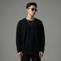 Pull col rond jacquard noir coupe ample pour homme - Koreanxwear - Taille S