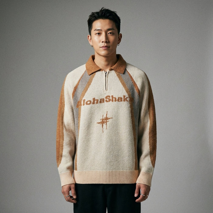 Pull jacquard homme col rabattu bicolore - K-fashion hiver - Taille S