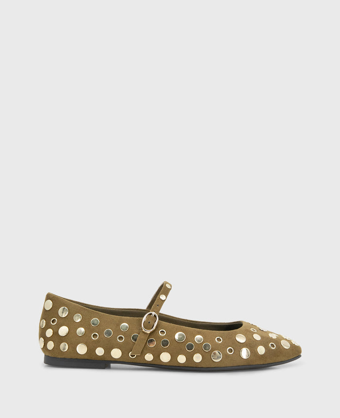 Jasper Suede Stud Ballet Flat