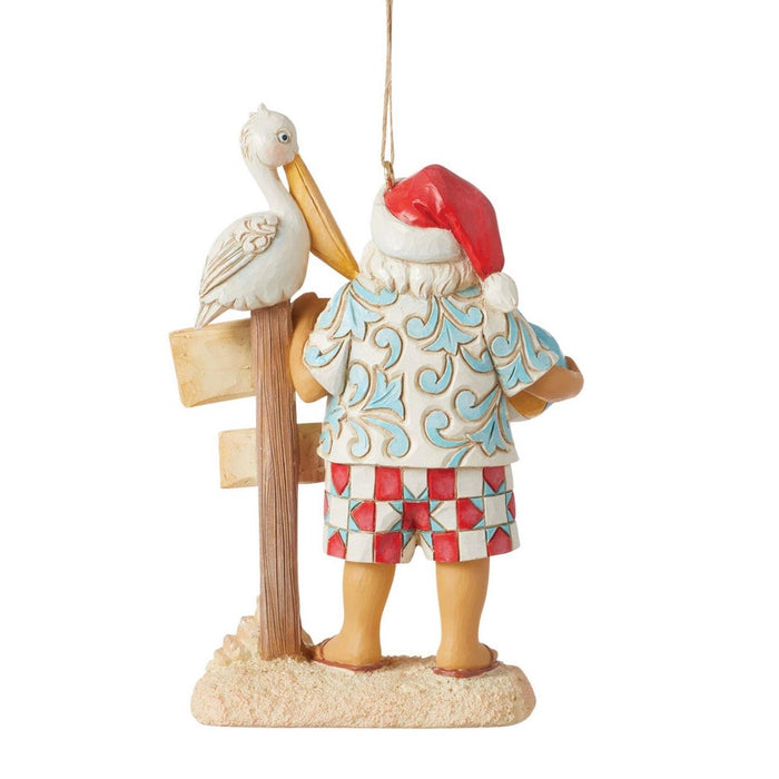Jim Shore Coastal Santa With Sign Christmas Ornament