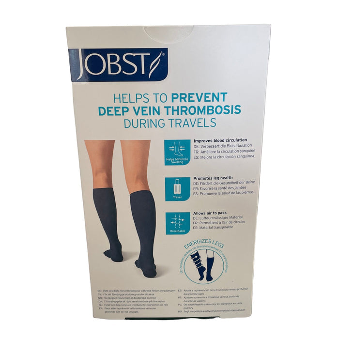 Jobst knälånga resestrumpor i svart, klass 1 med tå