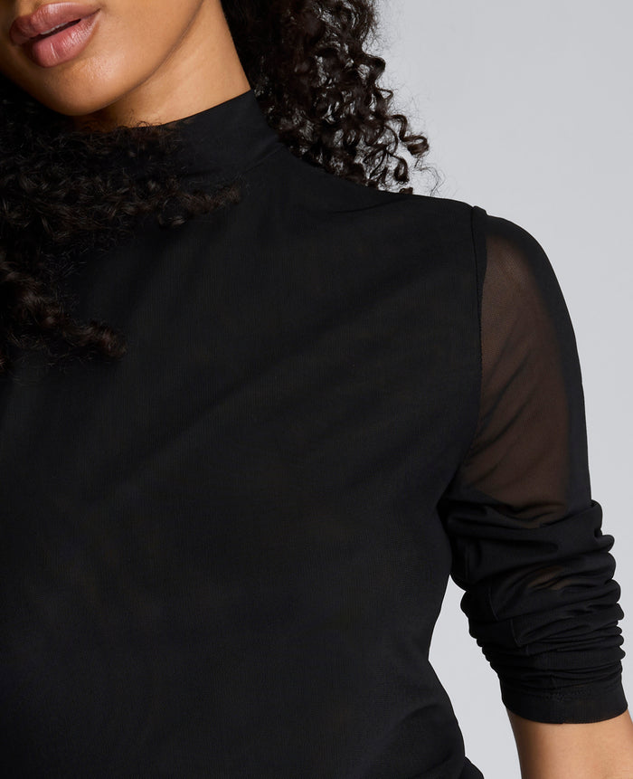 Jodie Mock Neck Mixed Media Dress
