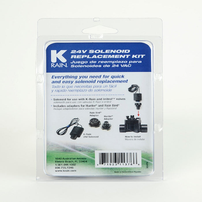 K-Rain - P3004750 - Replacement 24V Solenoid Kit, w/ 1 Rain Bird and 1 Hunter Adapter