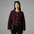 Cardigan tricoté col rond bordeaux femme - Koreanxwear - Taille XS