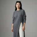 Robe pull tricotée grise à fente haute, style K-fashion décontracté. Koreanxwear. - Taille Oen  size