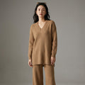 Ensemble tricoté pull col V et pantalon large pour femme - Koreanxwear - Taille One Size