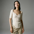 Pull court tricoté col V irrégulier - Koreanxwear - Taille M