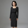 Robe longue en laine tricotée noire pour femme - Koreanxwear - Taille XS