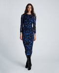 Knot Front Long Sleeve Mesh Midi Dress