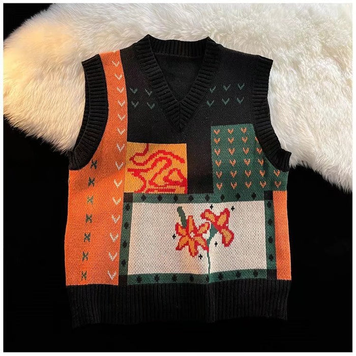Korean Jacquard V-Neck Vest