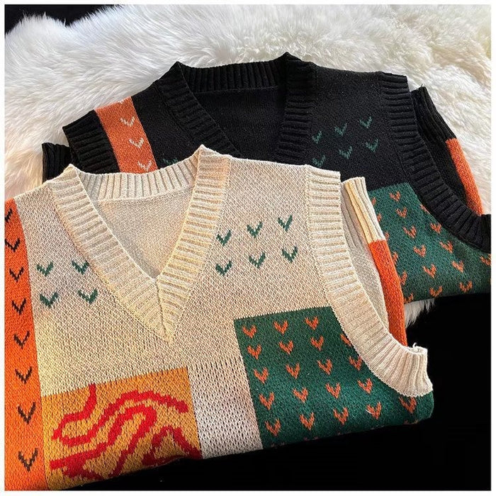 Korean Jacquard V-Neck Vest