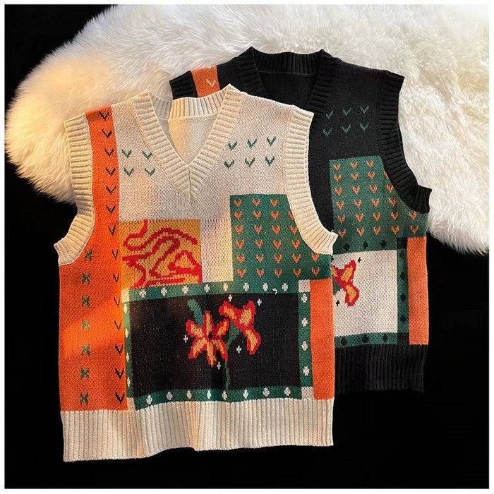 Korean Jacquard V-Neck Vest