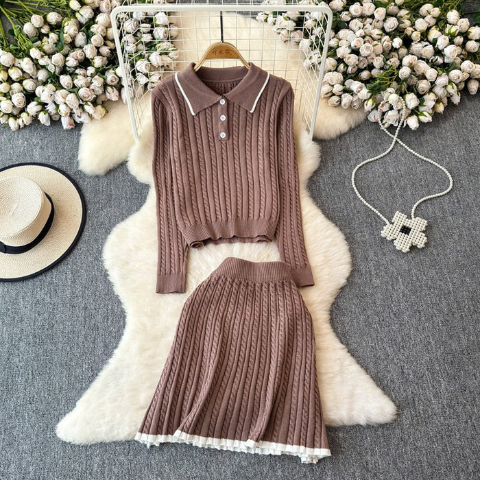 Korean Knitted Turtleneck Set