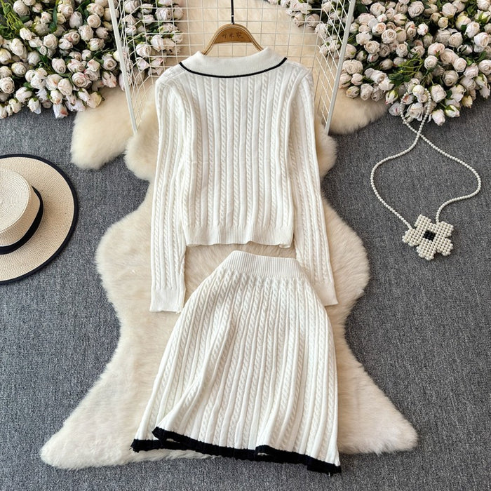 Korean Knitted Turtleneck Set