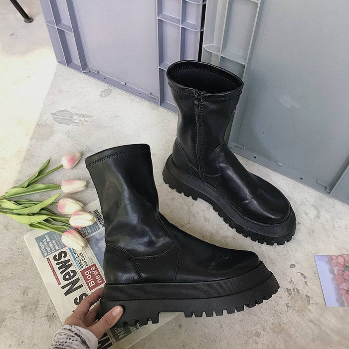Korean minimalist ankle boots