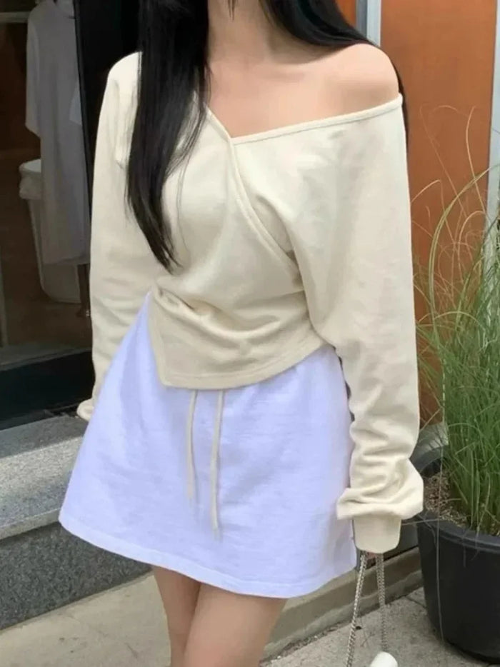 Korean Off-Shoulder Hoodie