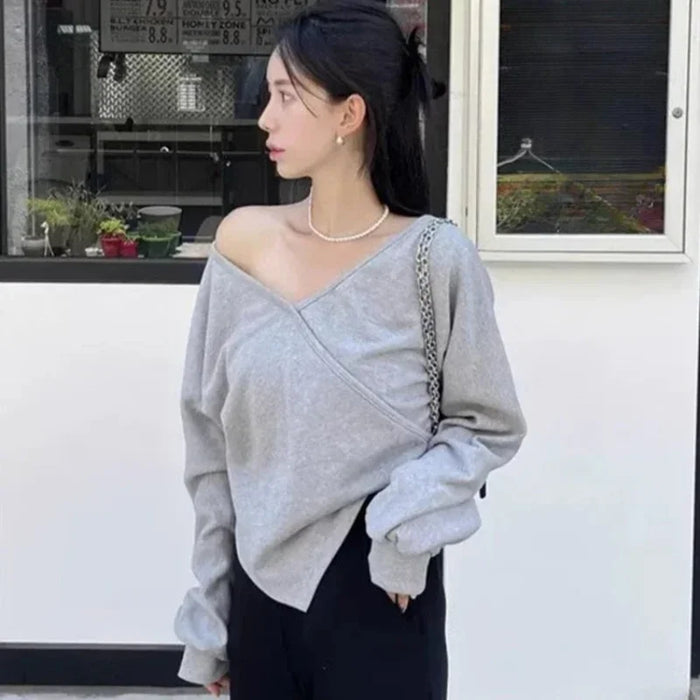 Korean Off-Shoulder Hoodie